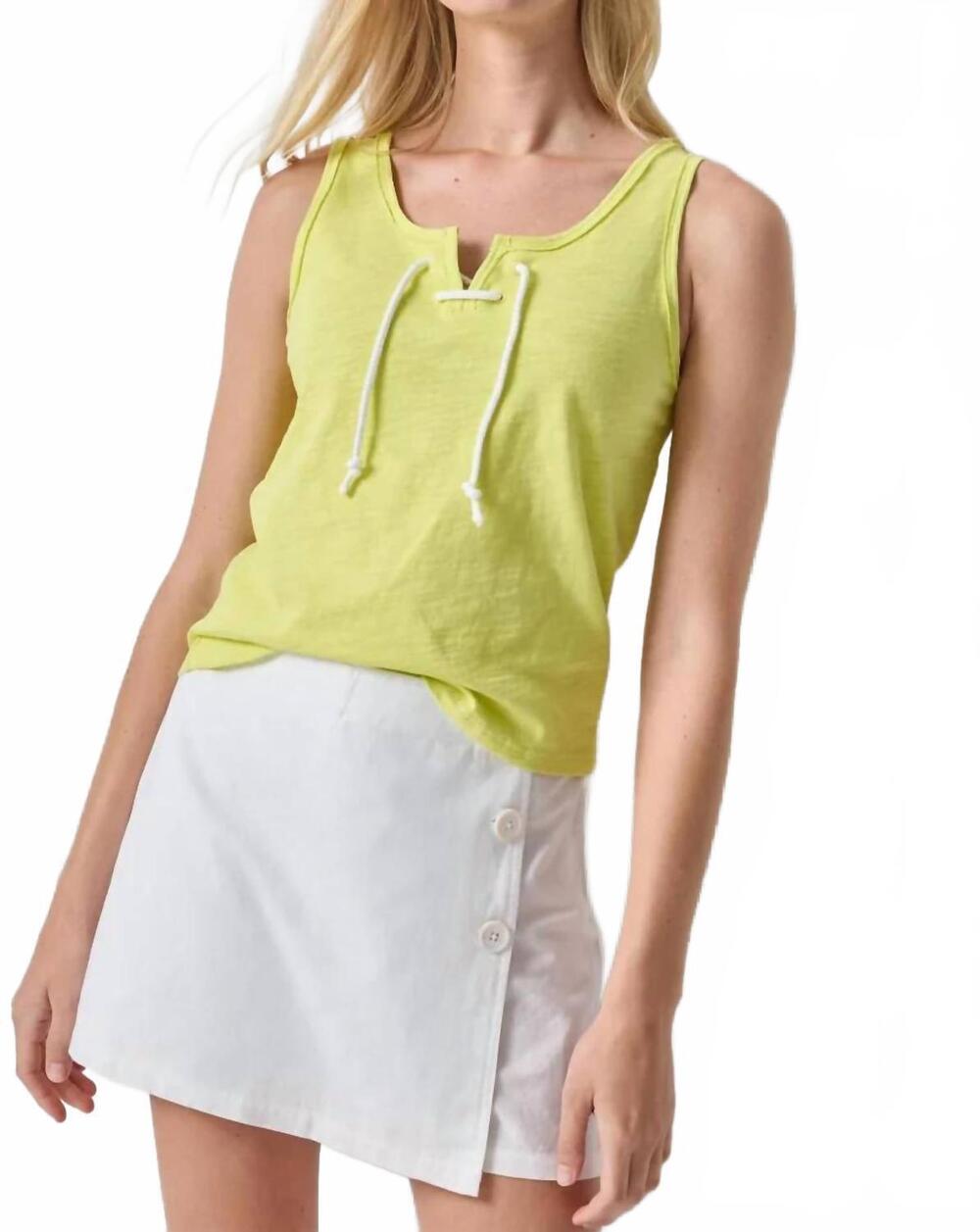 NEW LILLA P lace up tank top in limeade